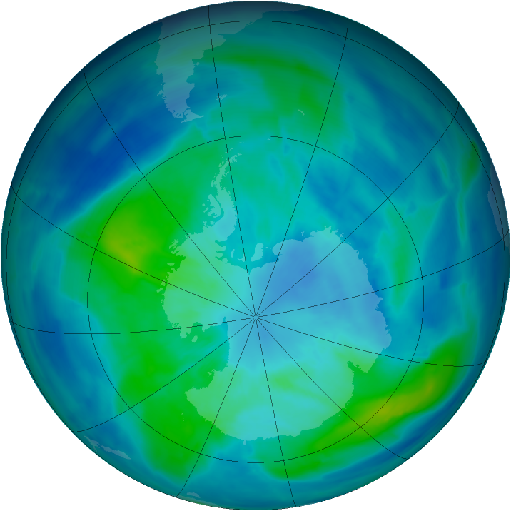 Antarctic ozone map for 24 March 2014